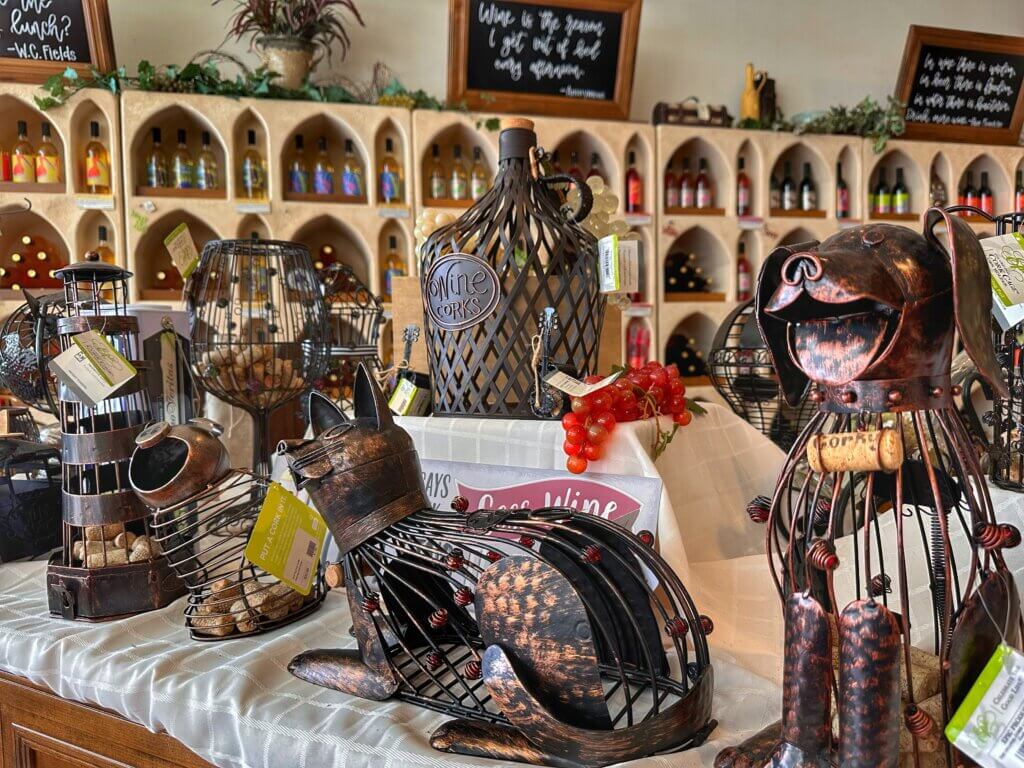 Gift shop inside Rusty Nail Winery. Plan a day trip to Sulphur, Oklahoma
