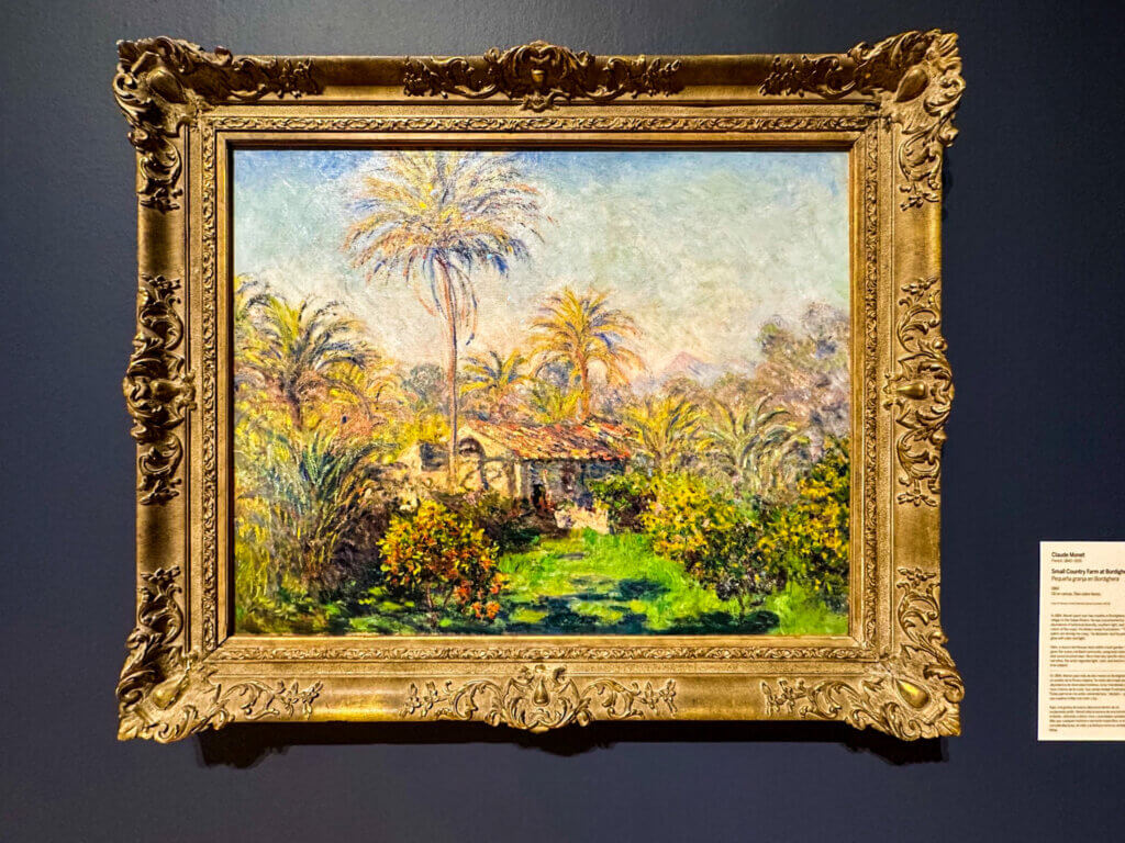 Claude Monet's Small Country Farm at Bordighera. Stucco farmhouse with gardens and palm trees on the Italian Riviera.